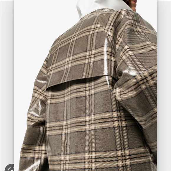 KASSL Editions point collar coated plaid raincoat - Picture 2 of 11